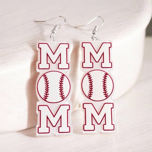 BASEBALL MOM DANGLE EARRING - Picture 1 of 4